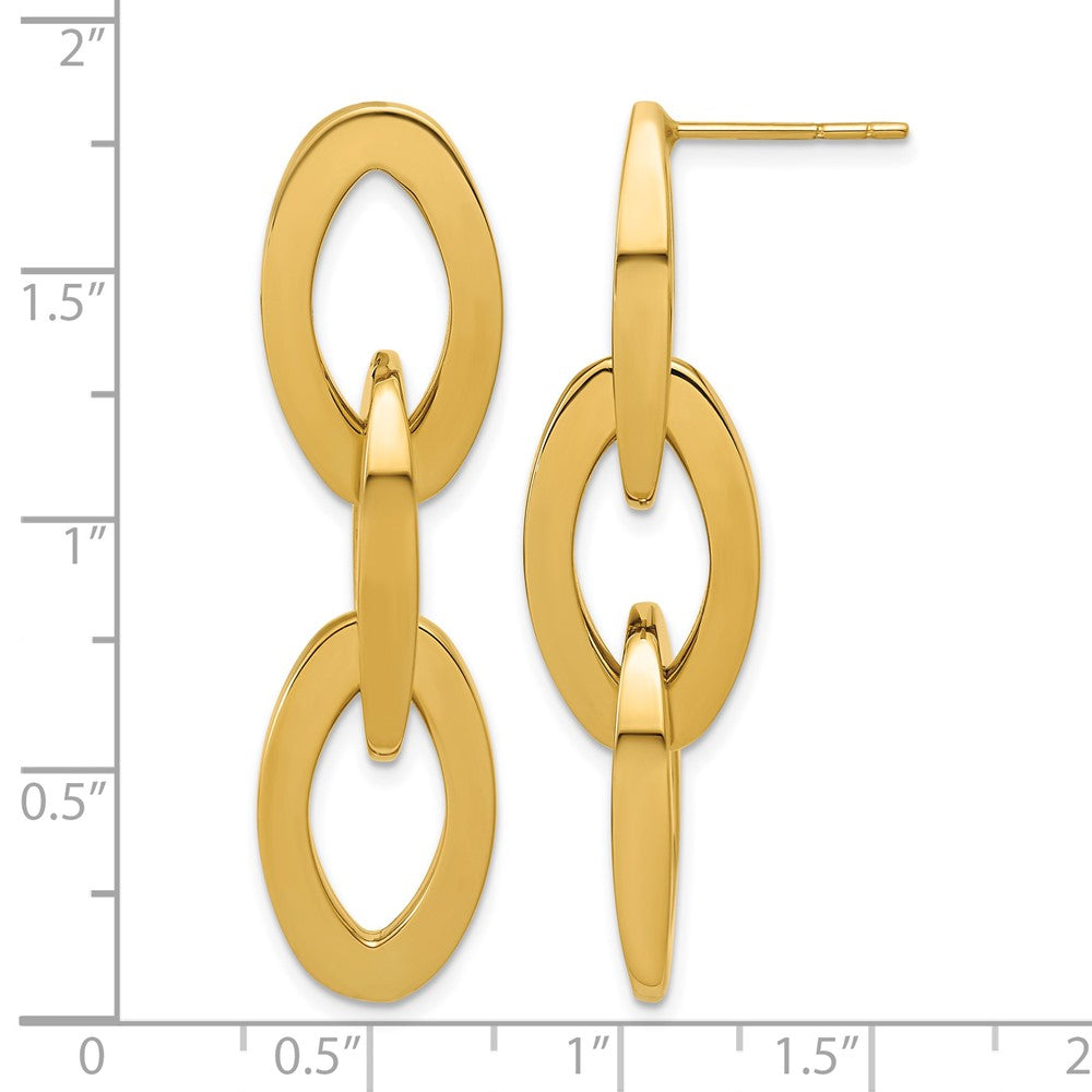 Polished Fancy Link Dangle Post Earrings - 12.2mm