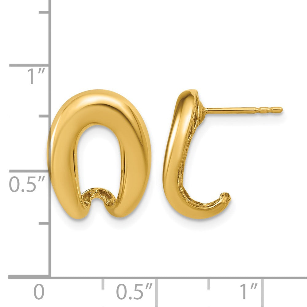 Polished Fancy J-Hoop Post Earrings