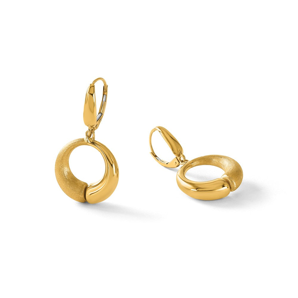 Polished and Brushed Circle Leverback Earrings