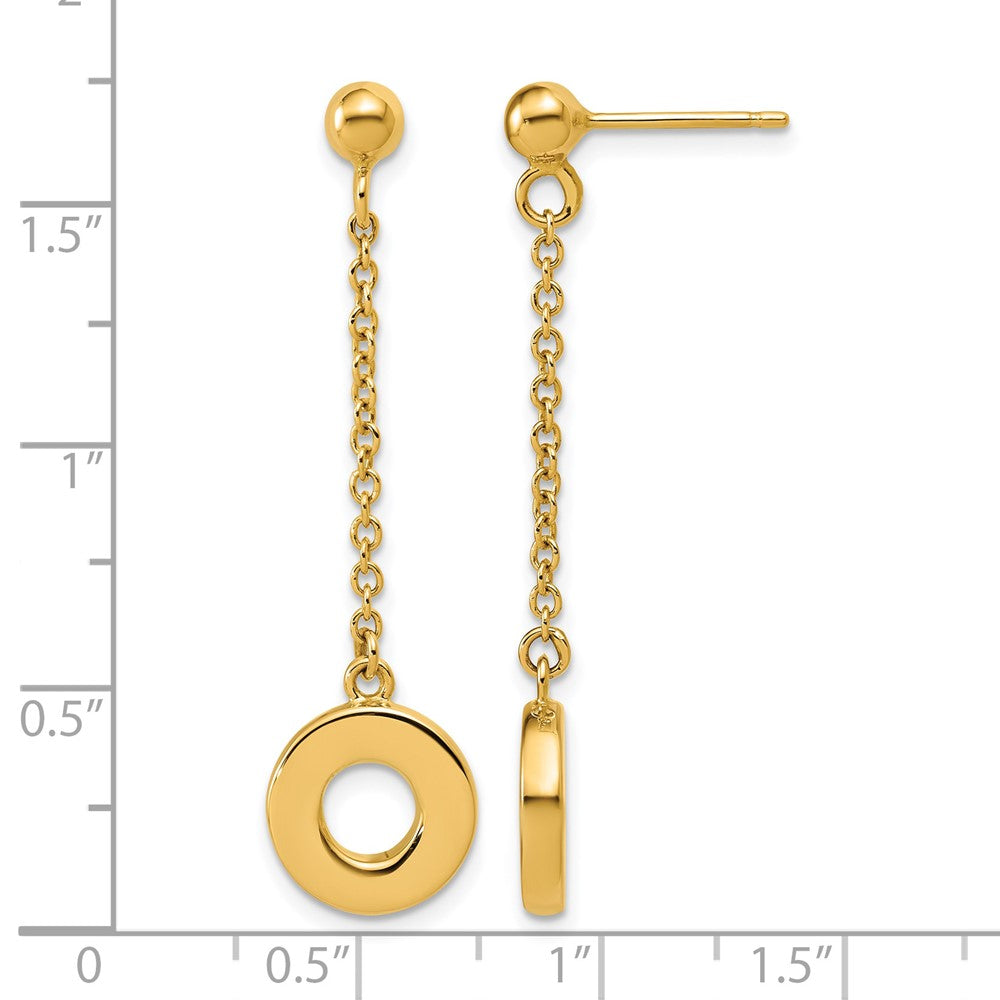 Polished Circle Dangle Post Earrings - 10.6mm