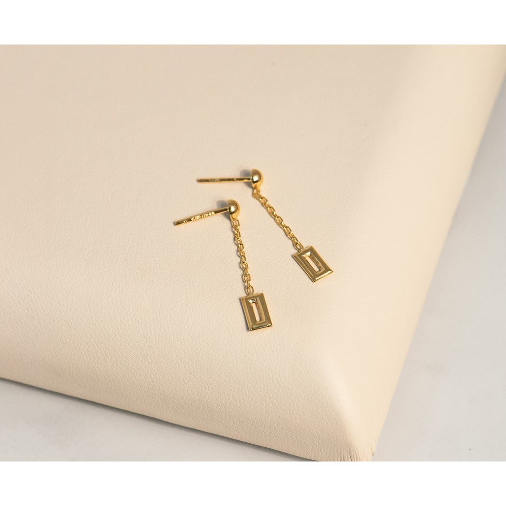 Polished Rectangle Dangle Post Earrings