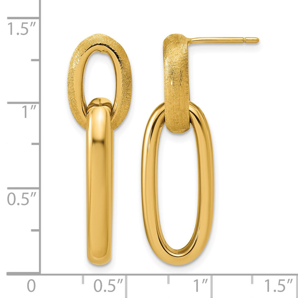Polished and Brushed Ovals Dangle Post Earrings - 10.5mm