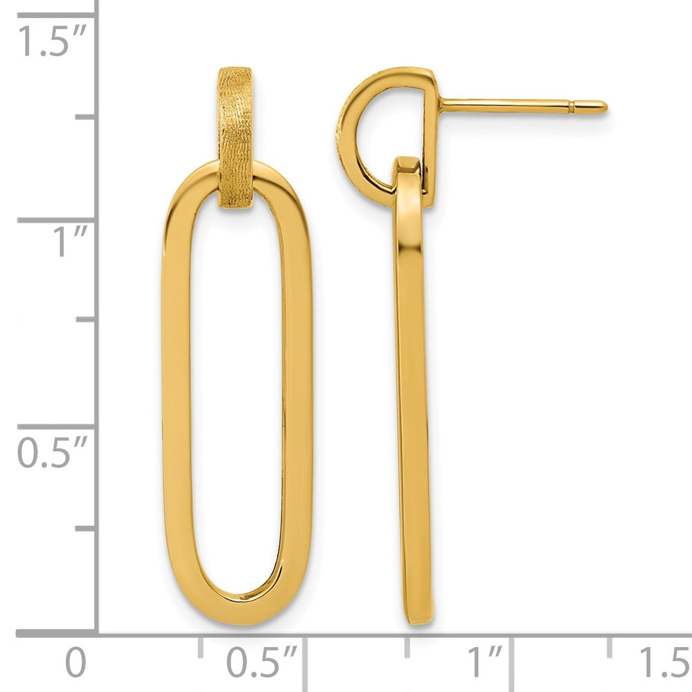 Polished and Brushed Oval Dangle Post Earrings - 8.9mm
