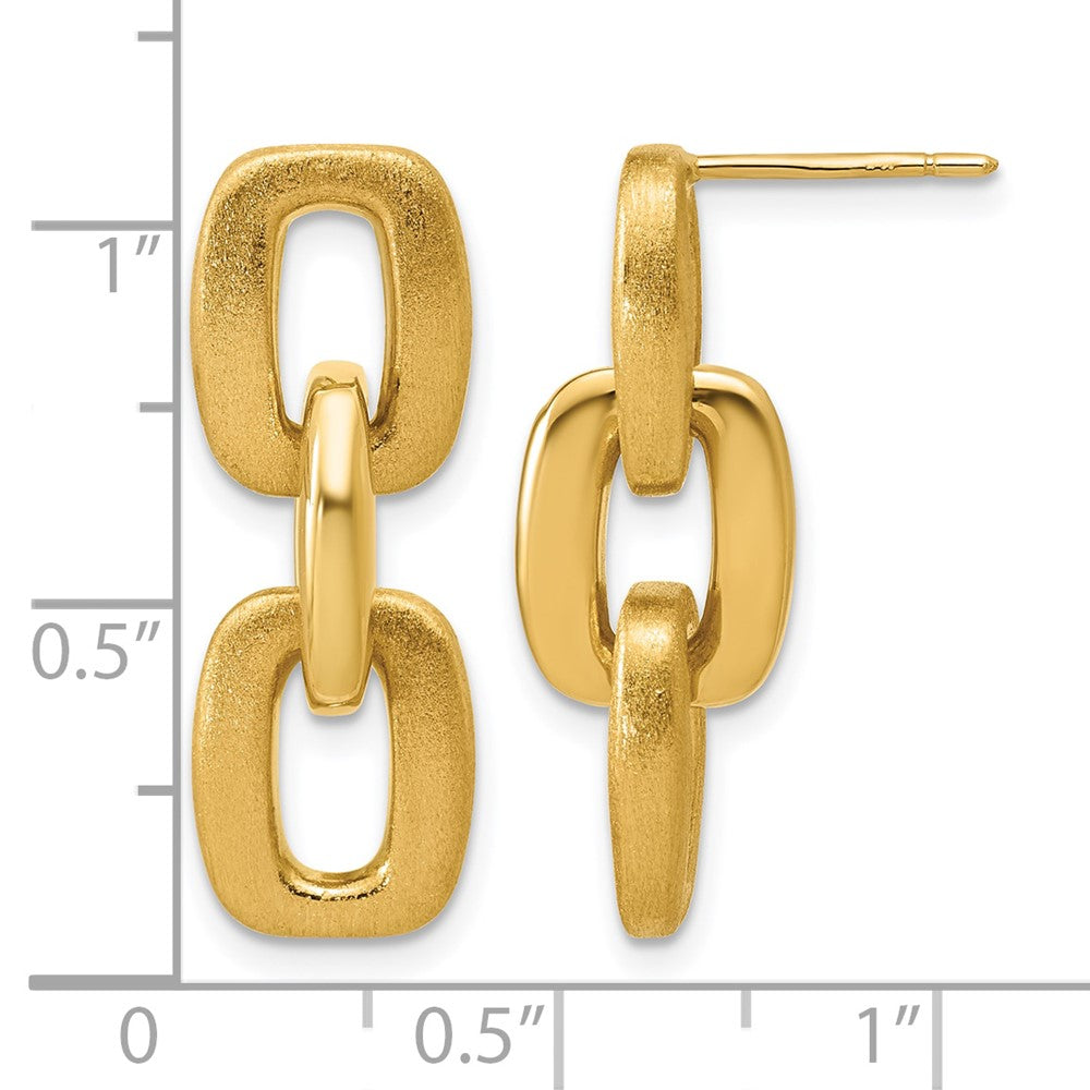 Polished and Brushed Squared Link Dangle Post Earrings
