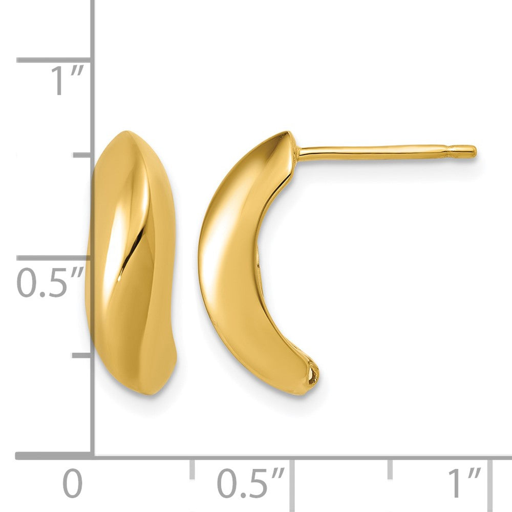 Polished J-Hoop Post Earrings - 7.7mm