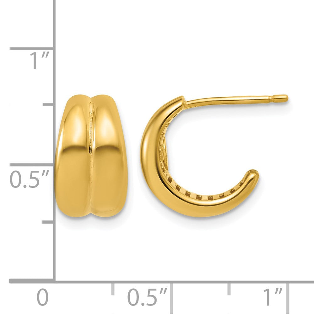 Polished Grooved J-Hoop Post Earrings