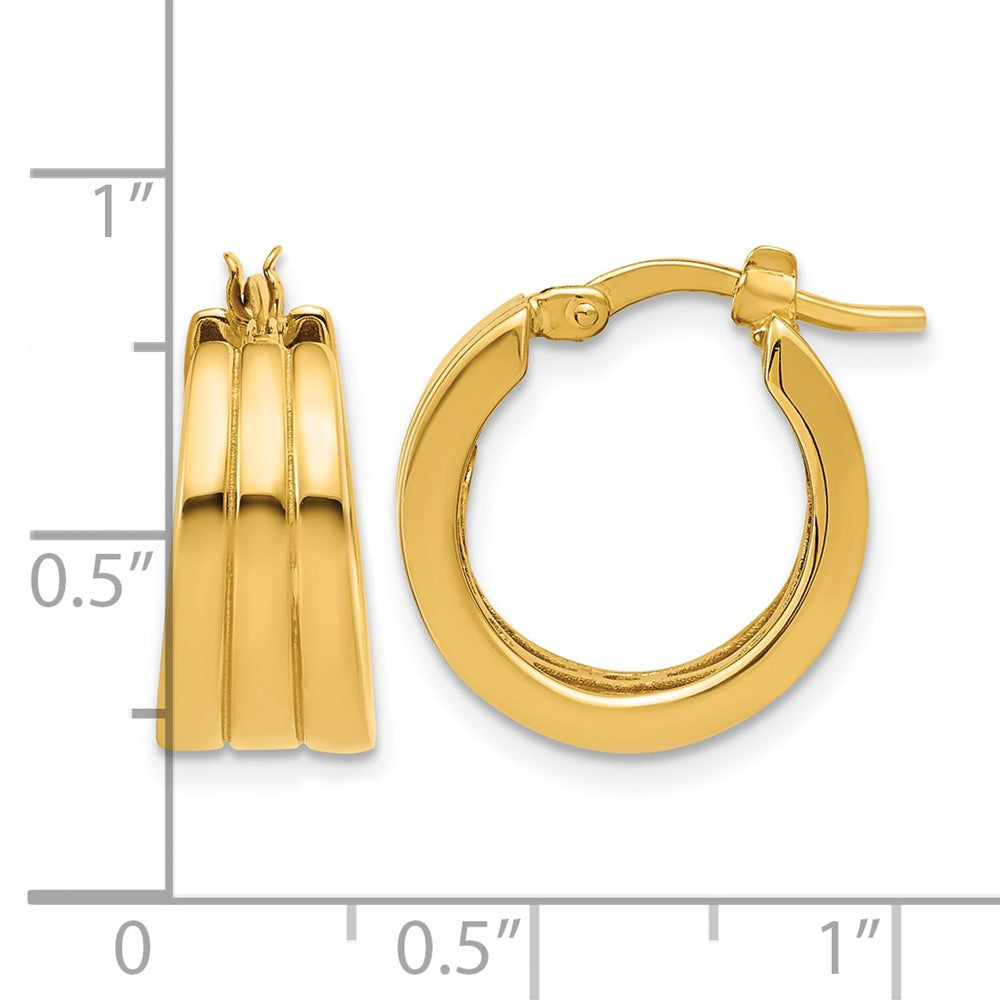 Polished Grooved Round Hoop Earrings - 7.5mm
