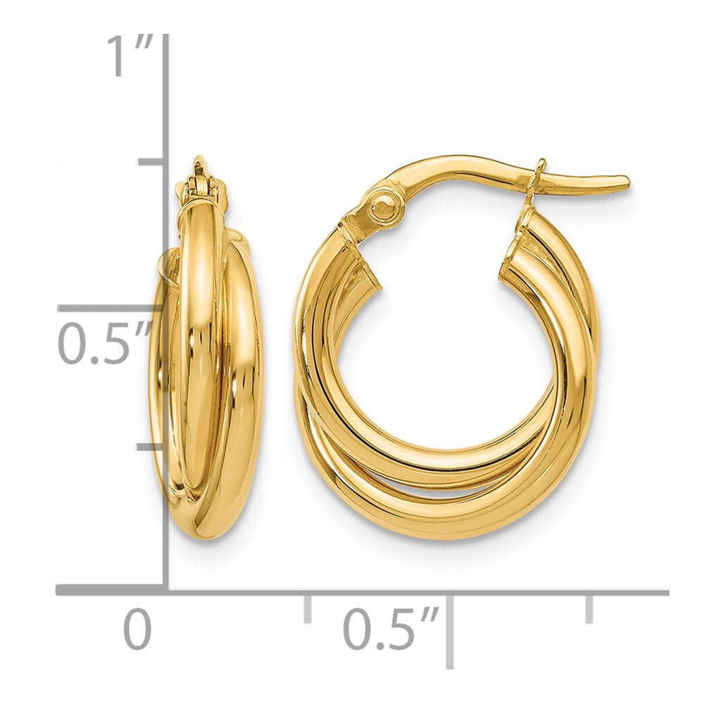 Polished Twisted Double Hoop Earrings - 4mm