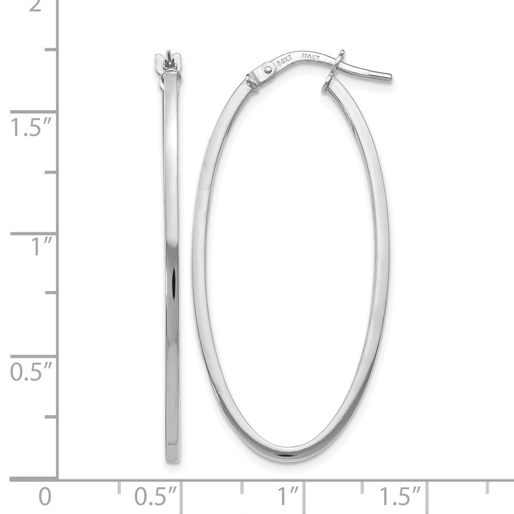 Polished Oval Hoop Earrings - 1.5mm, 1.33g