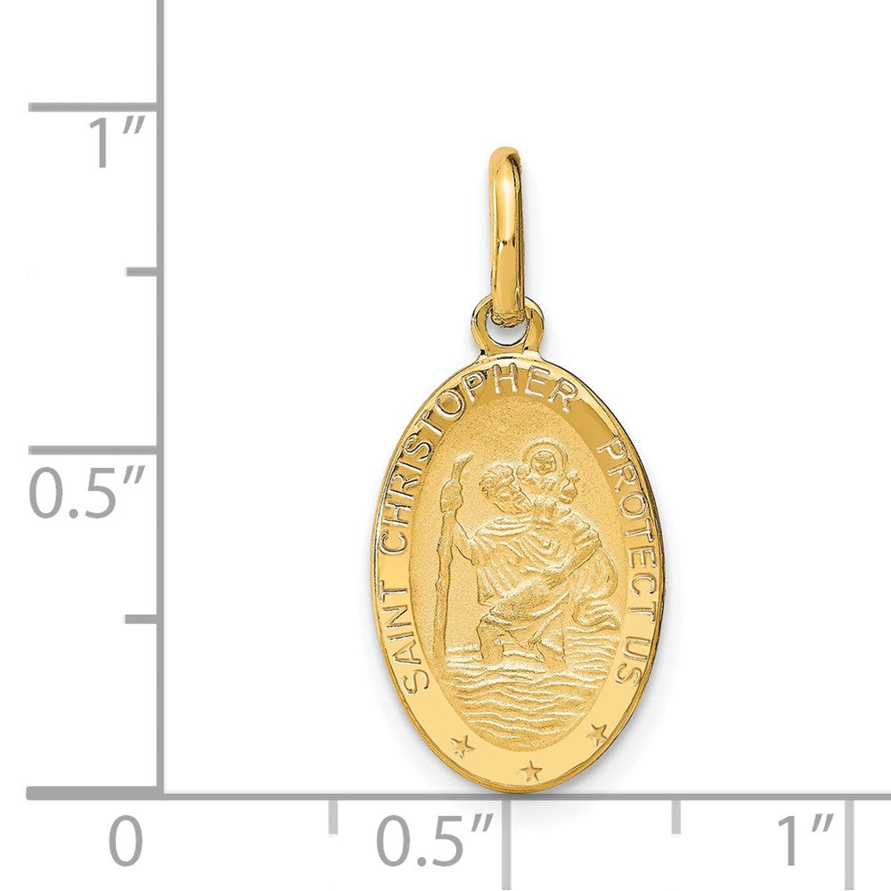 Polished and Satin Oval St. Christopher Pendant