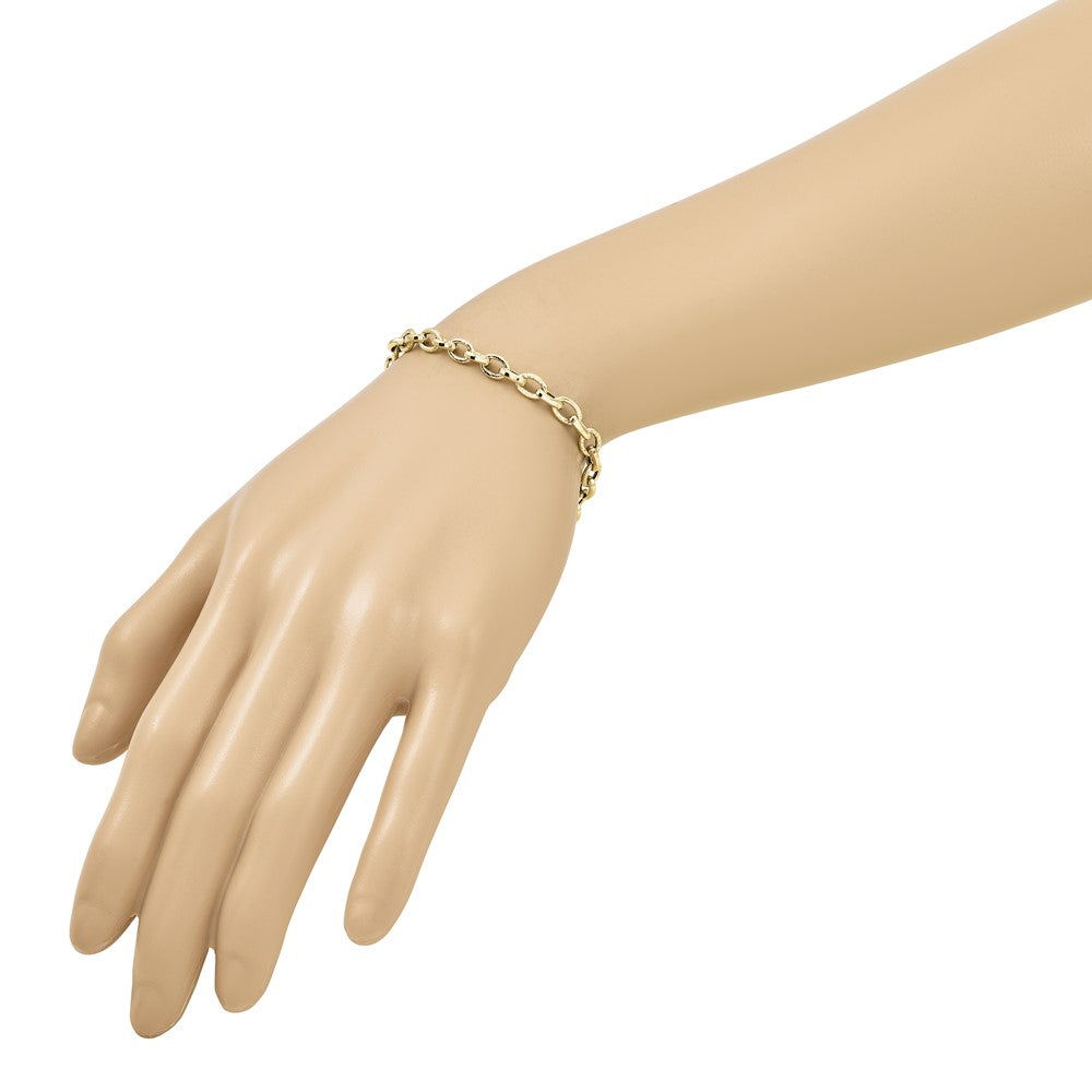 Polished and Textured Fancy Link Bracelet 7.25" - 3.03g