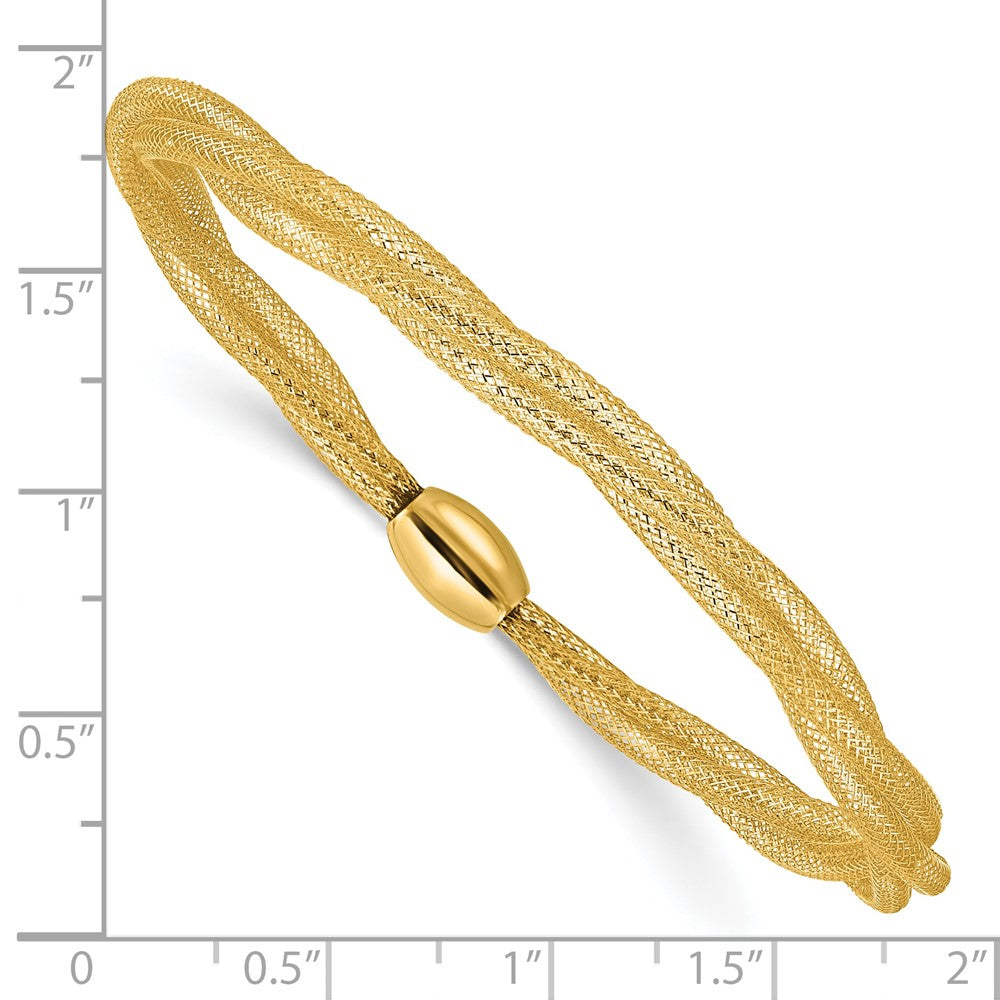 Mesh Twist Slip-on Stretch Bracelet - Yellow Gold