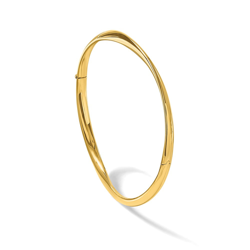 Polished Twisted Hinged Bangle Bracelet - 4mm