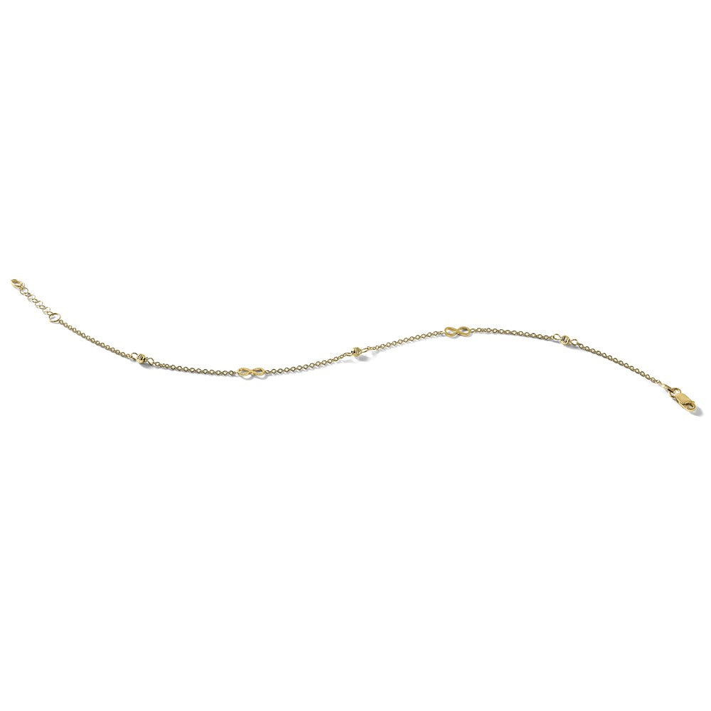 Polished/Diamond-cut Infinity Plus 1in ext. Anklet