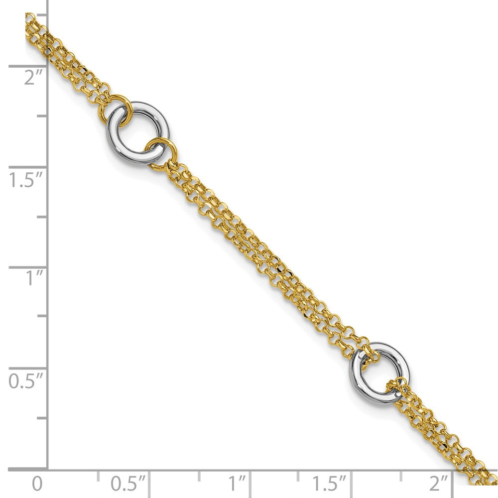 TT Gld Polish/Dia-cut 2-Strand Circle Link w/1in ext. Bracelet