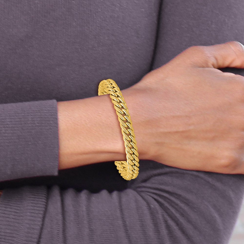 Polished and Textured Fancy Curb Bracelet 7.5"