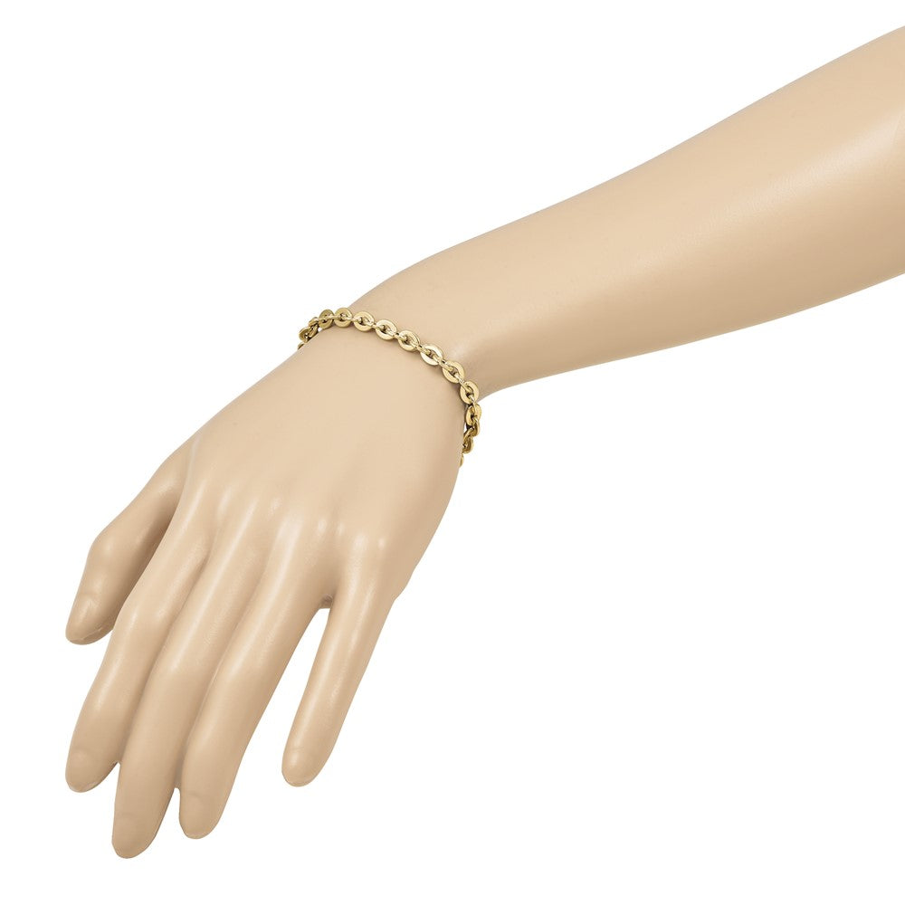 Polished Fancy Round Link Bracelet 7.75" - 3.99g