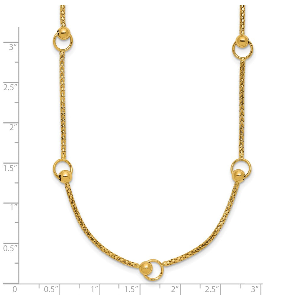 Polished Circle Station Popcorn Link Necklace 18"
