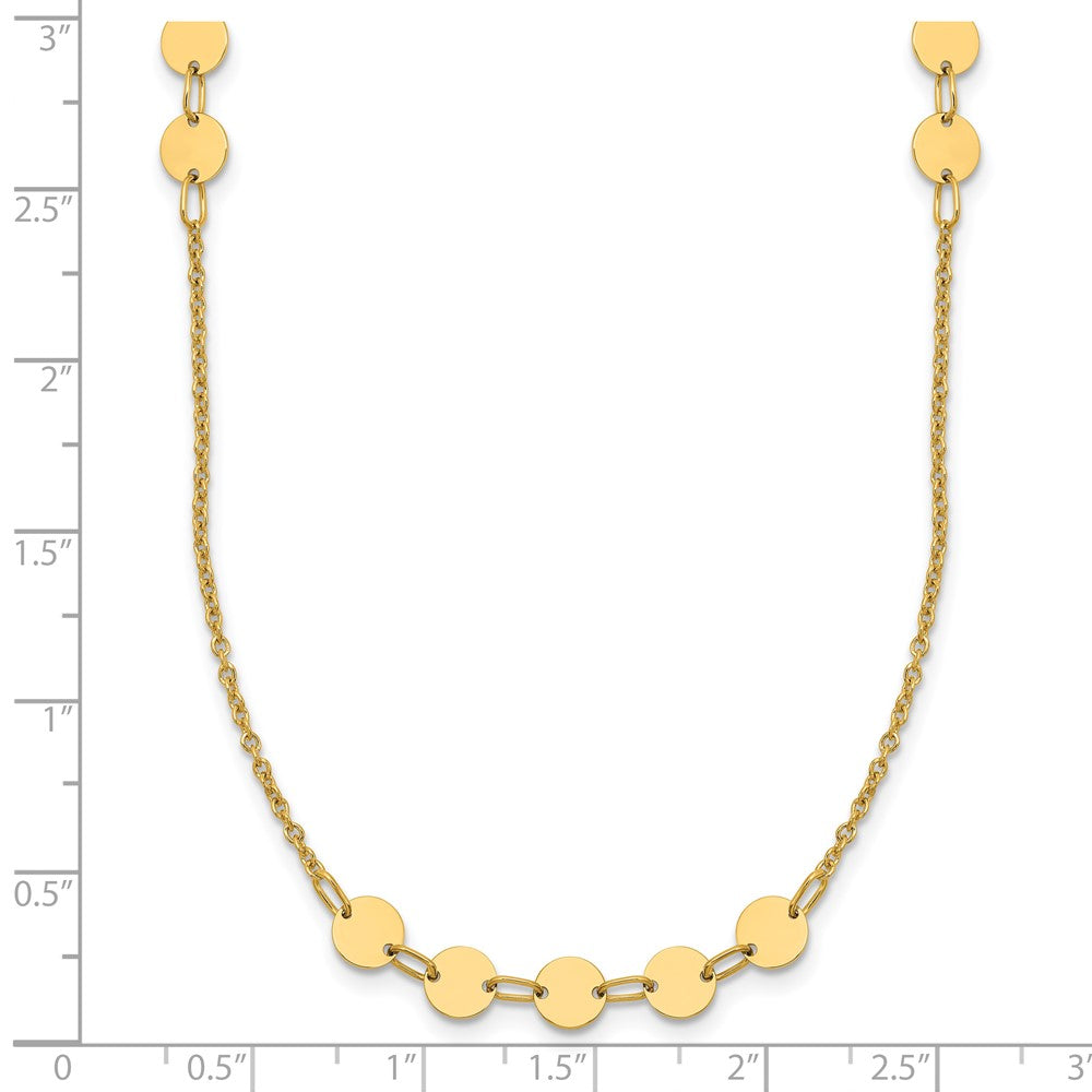 Polished Circle Disc w/2in ext. Necklace