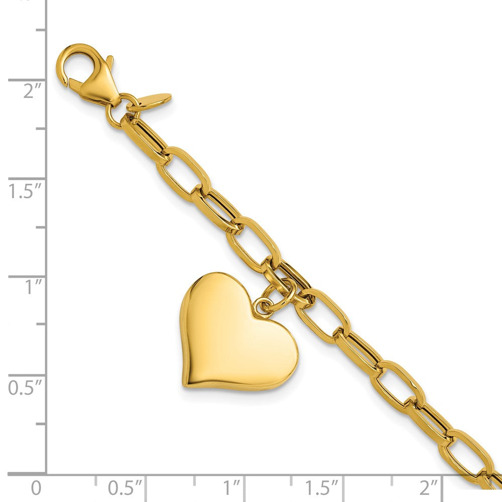 Polished Heart Charm Bracelet 7.5"