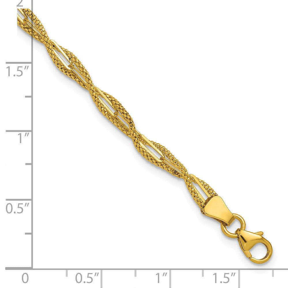 Polished and Textured Twist Bracelet 7.5"