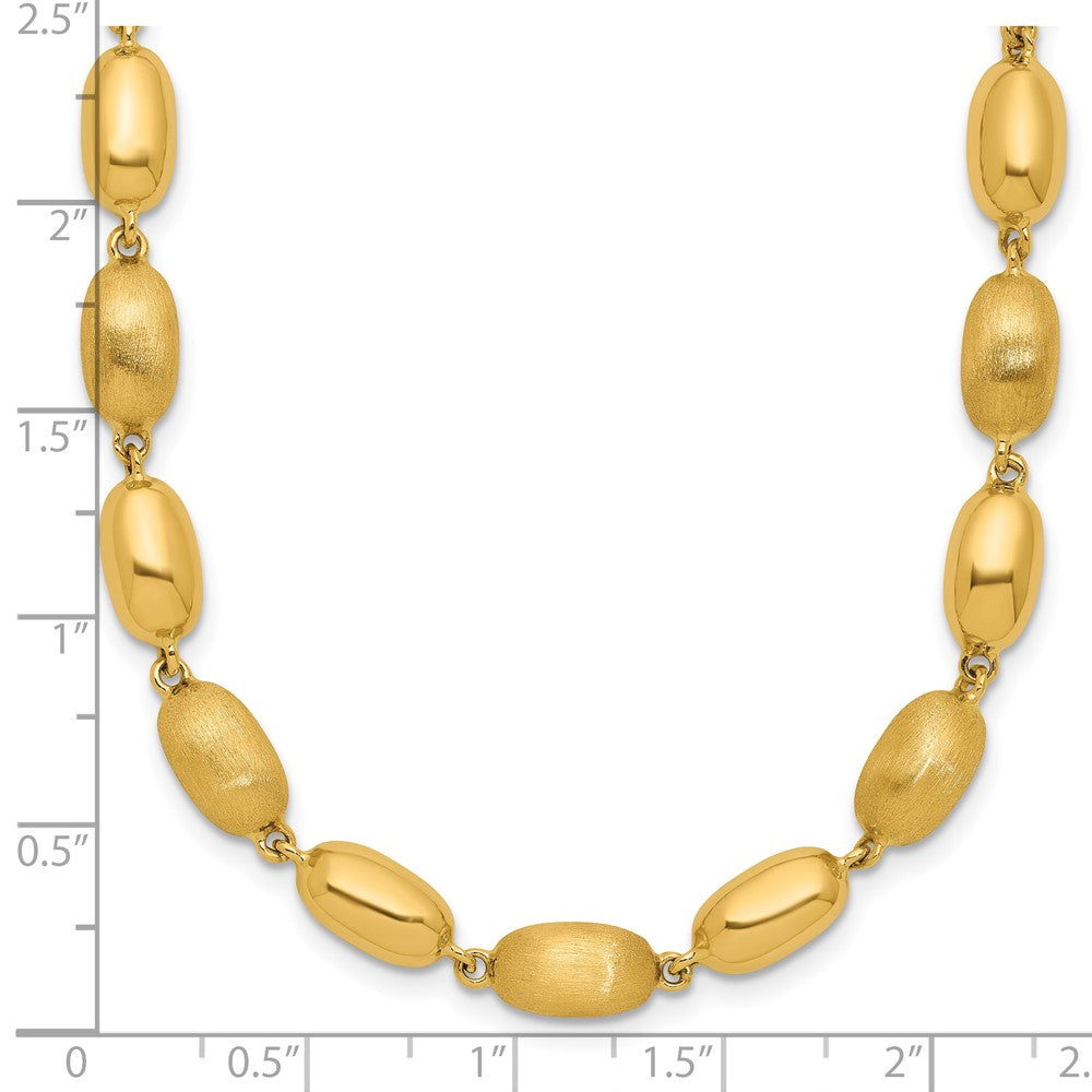 Polished and Brushed Oval Beaded Link Necklace 17"