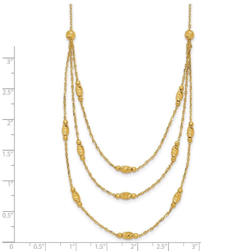 Polished and Dia-cut Layered Beaded w/2in ext. Necklace