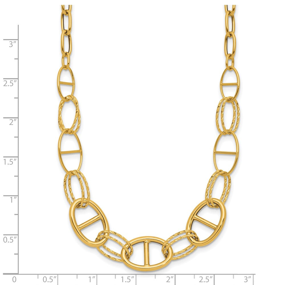 Polished and Diamond cut Fancy Link Necklace 18"
