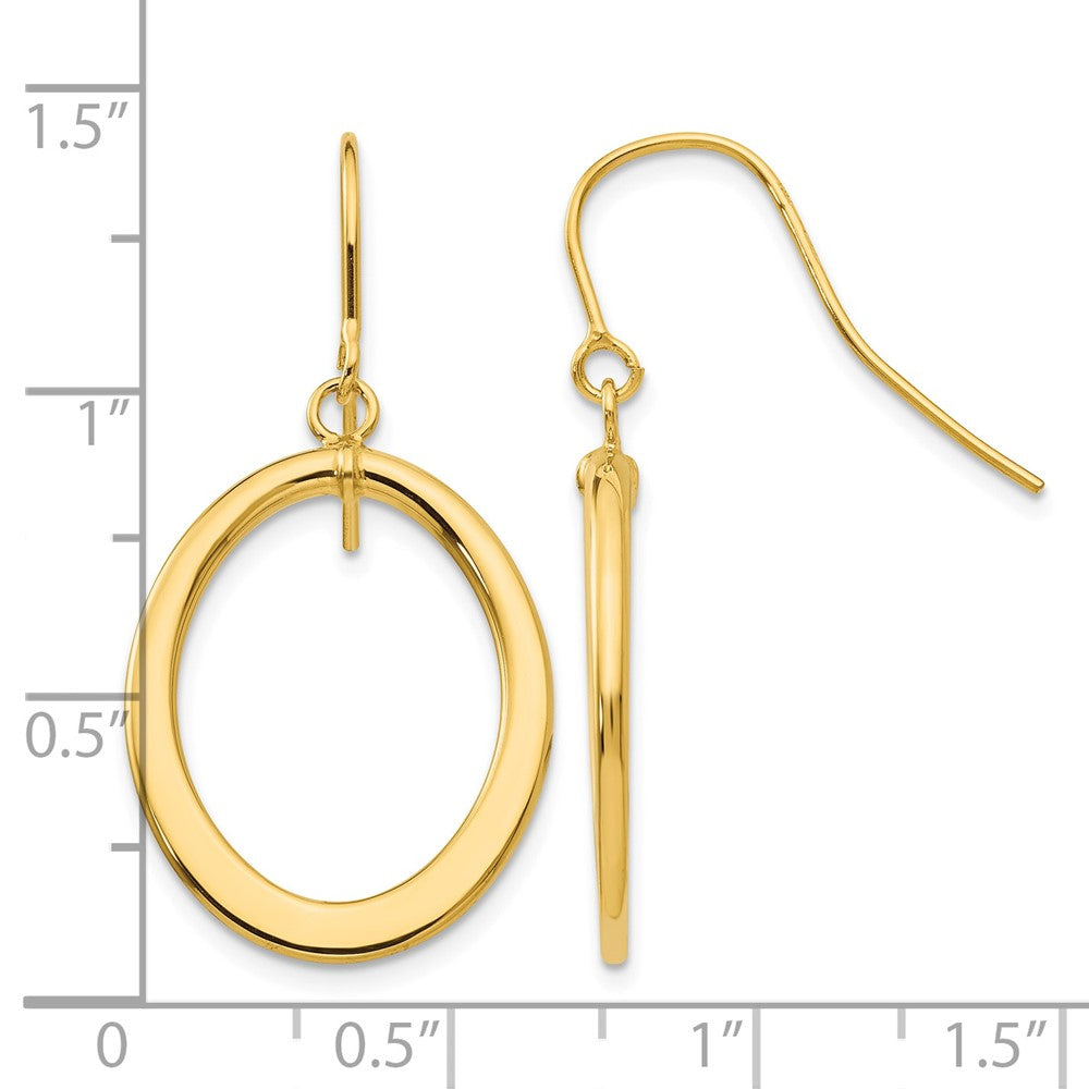 Polished Tapered Flat Oval Dangle Earrings