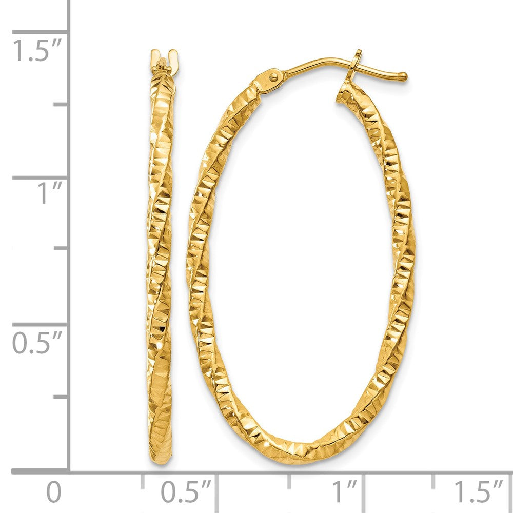 2mm Diamond-cut Oval Hoop Earrings