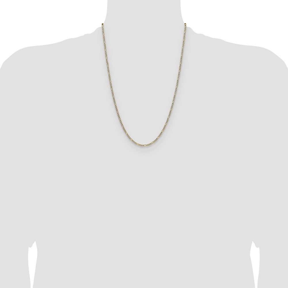 2.3mm Semi-solid with Rhodium Pavé Figaro Chain