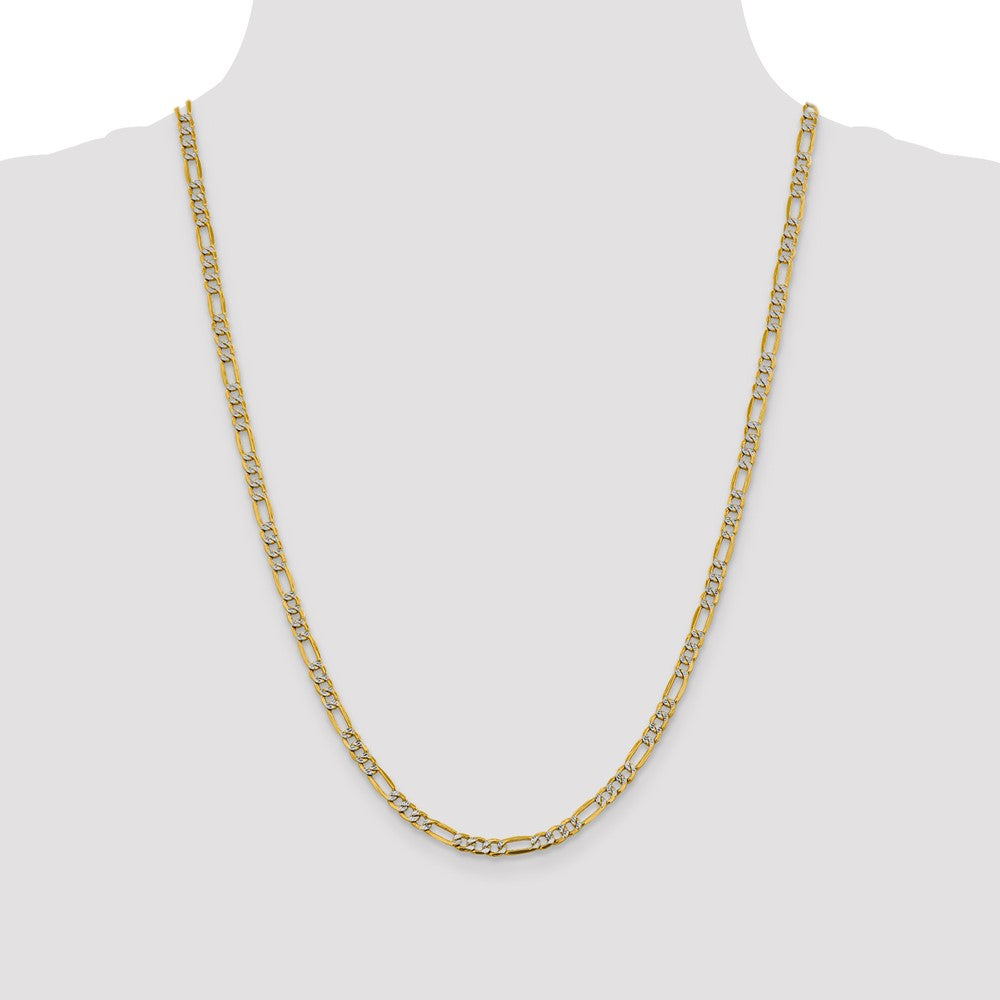 3.9mm Semi-solid with Rhodium Pavé Figaro Chain