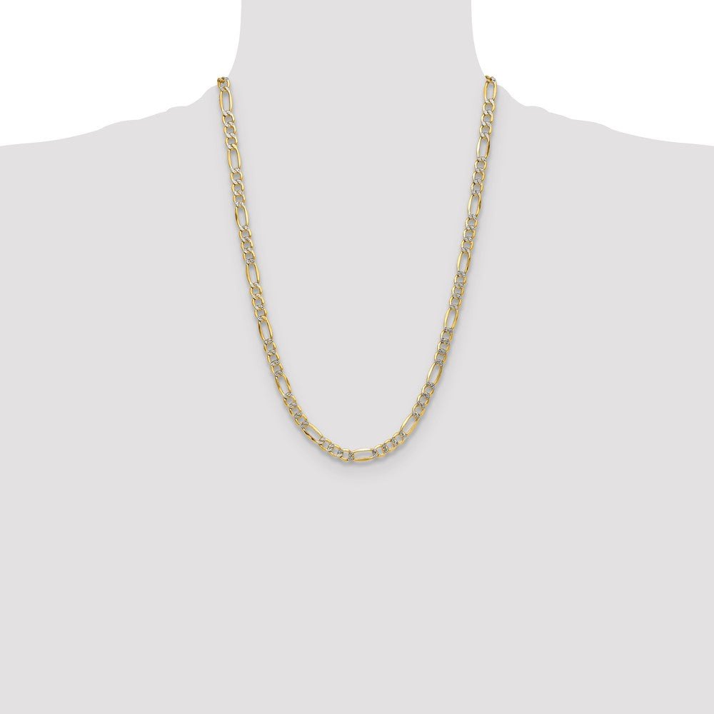 6.5mm Semi-solid with Rhodium Pavé Figaro Chain