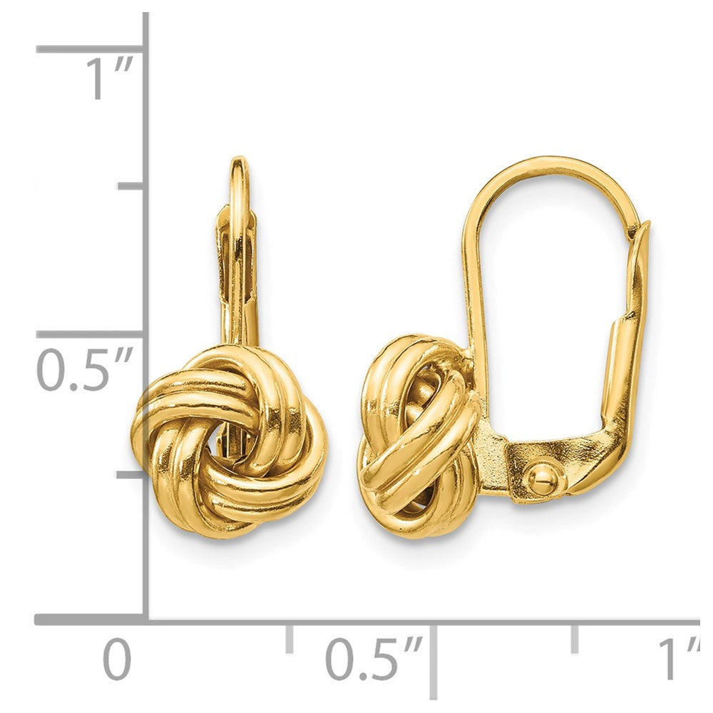 Polished Love Knot Leverback Earrings - Yellow Gold