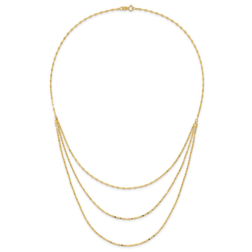 Polished Triple Strand Necklace 19.5"