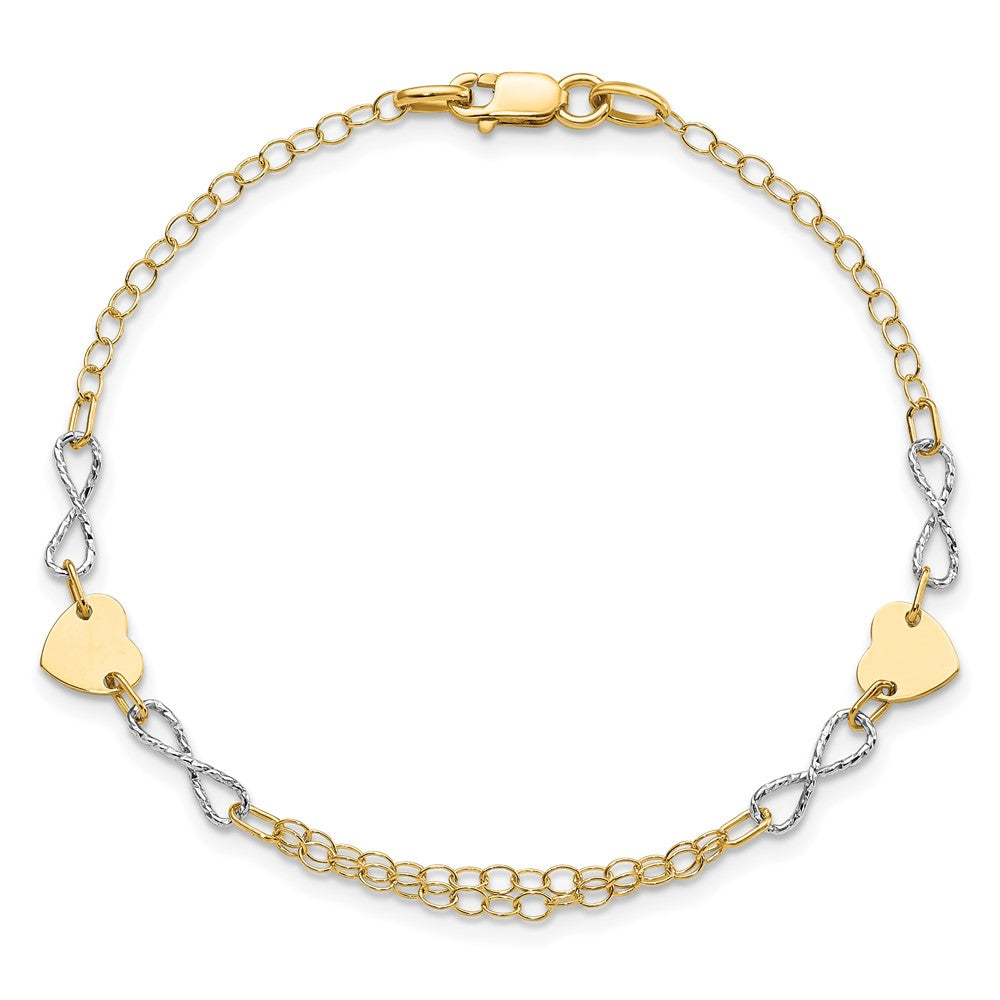Polished Infinity and Heart Bracelet 7"