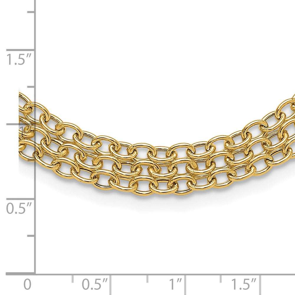Polished and Textured Fancy 3 Layer Cable Necklace 17"