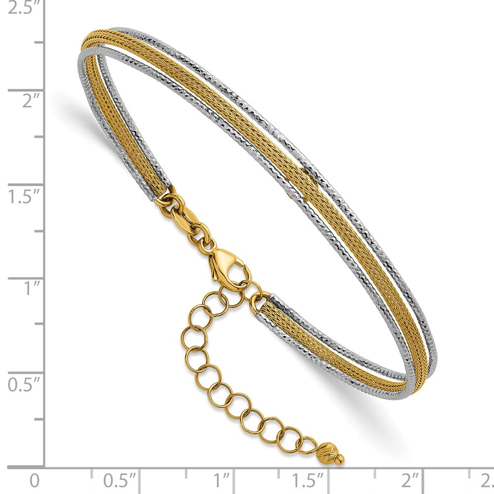 Textured Woven Flexible w/1.25 inch ext Bangle Bracelet