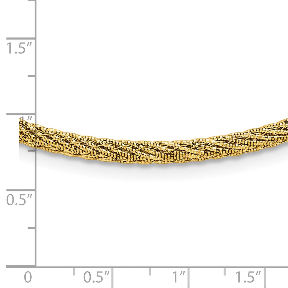 Polished and D/C Round Woven Wire Necklace 17"