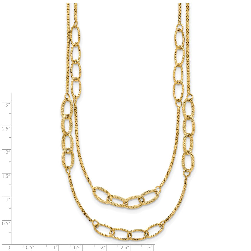 Polished and Textured Woven 2 Strand Necklace 17.5"