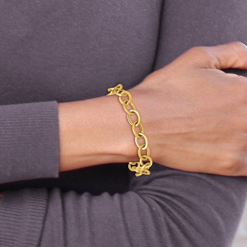 Polished Round Oval Chain 9mm Bracelet 7.5"