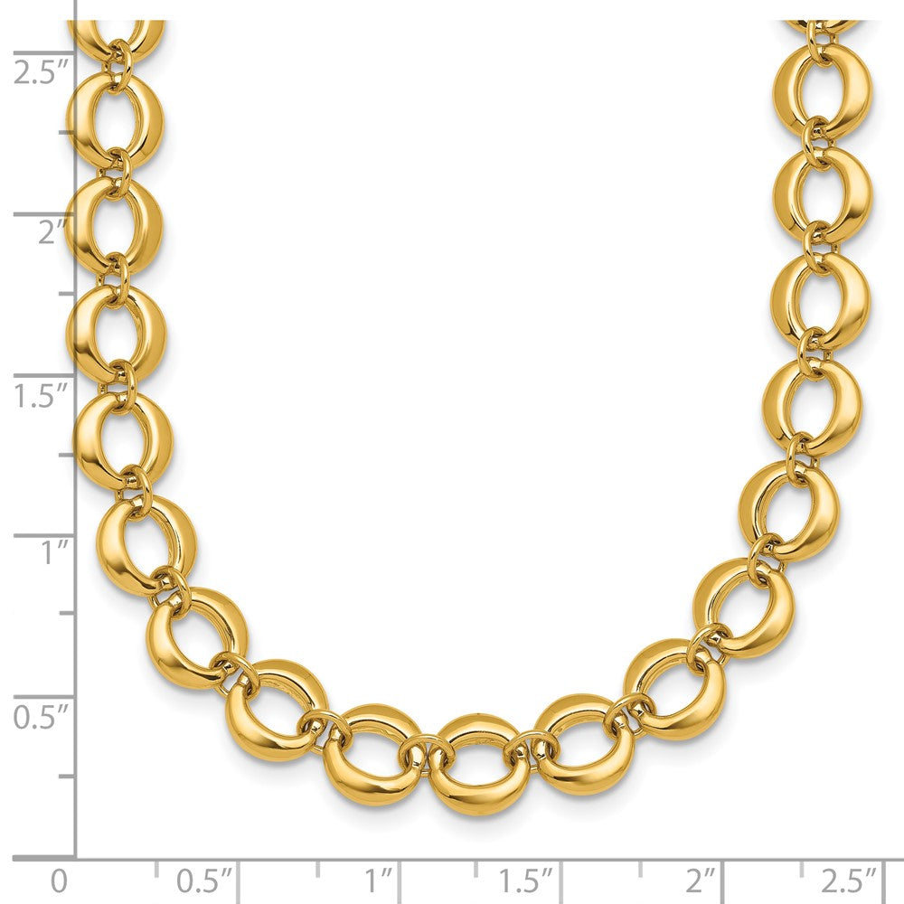 Polished Fancy Circle Link 8mm Necklace 18"