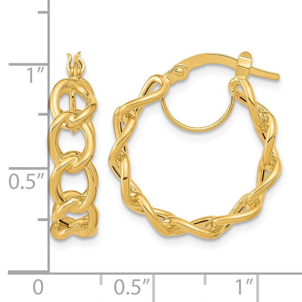 Polished Cable Link Circle Hoop Earrings