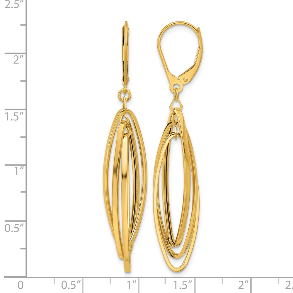 Polished Oval Twisted Dangle Leverback Earrings - 9.5mm