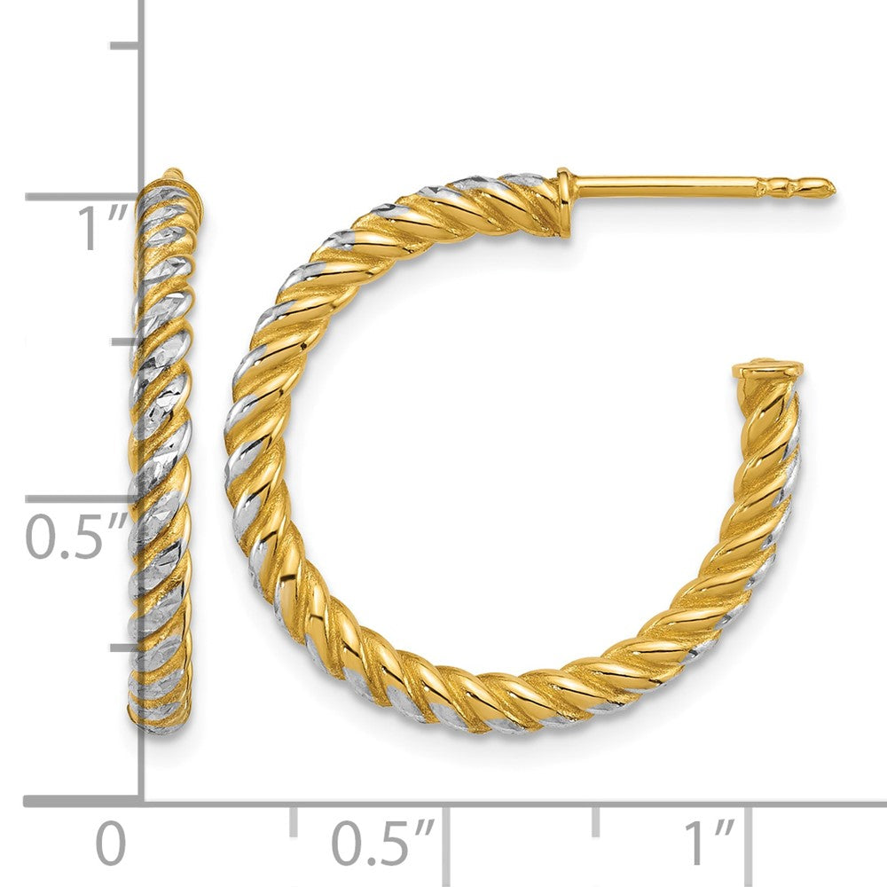 Polished D/C Twisted 2.75mm Post Hoop Earrings - 2.07g