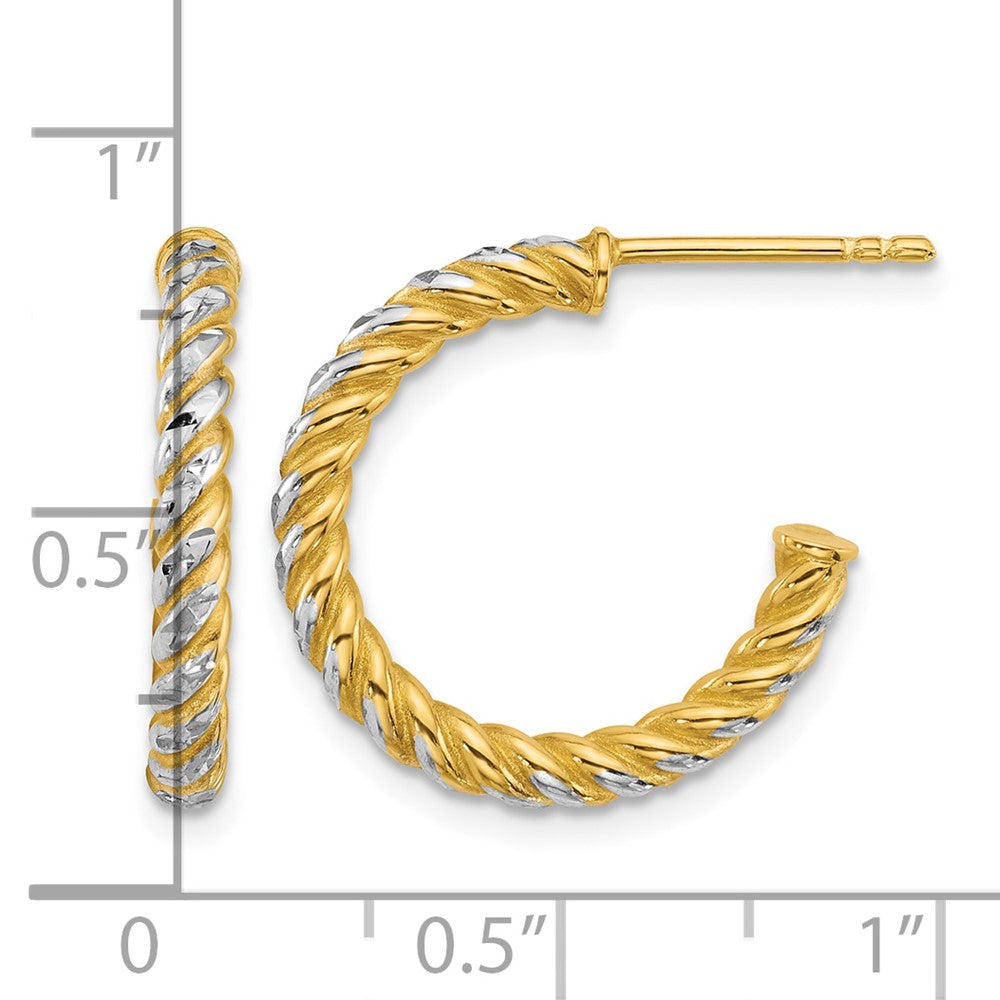 Polished D/C Twisted 2.75mm Post Hoop Earrings - 1.78g