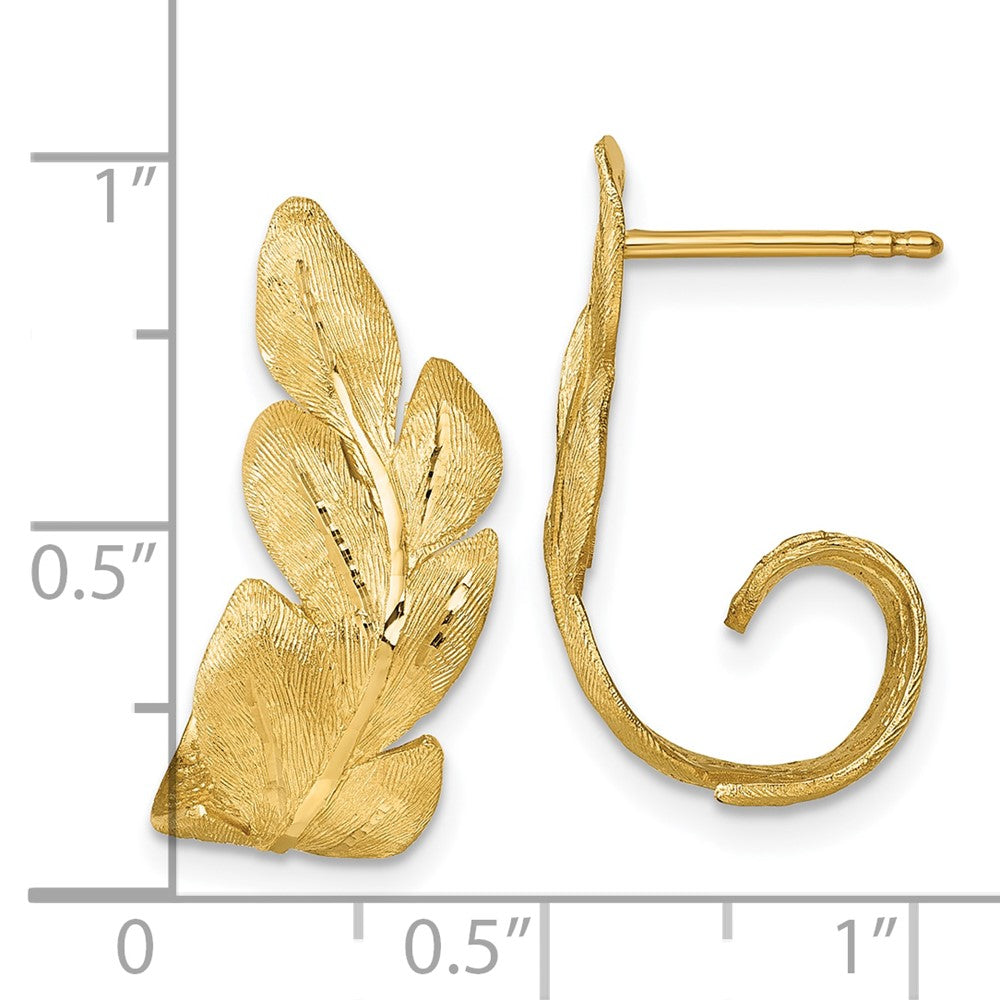 Brushed And Textured Leaf Post Earrings