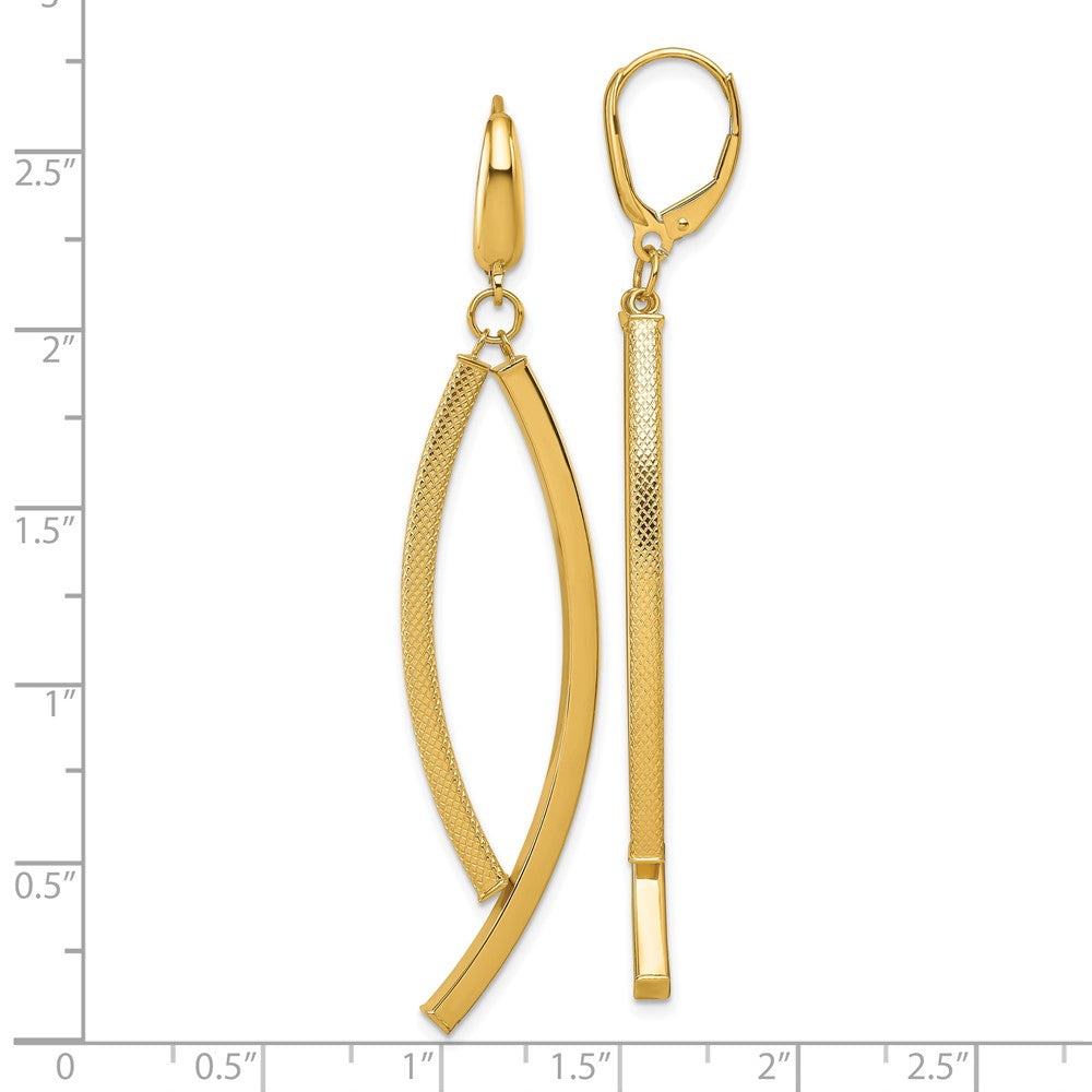 Polished and Textured Dangle Bar Leverback Earrings
