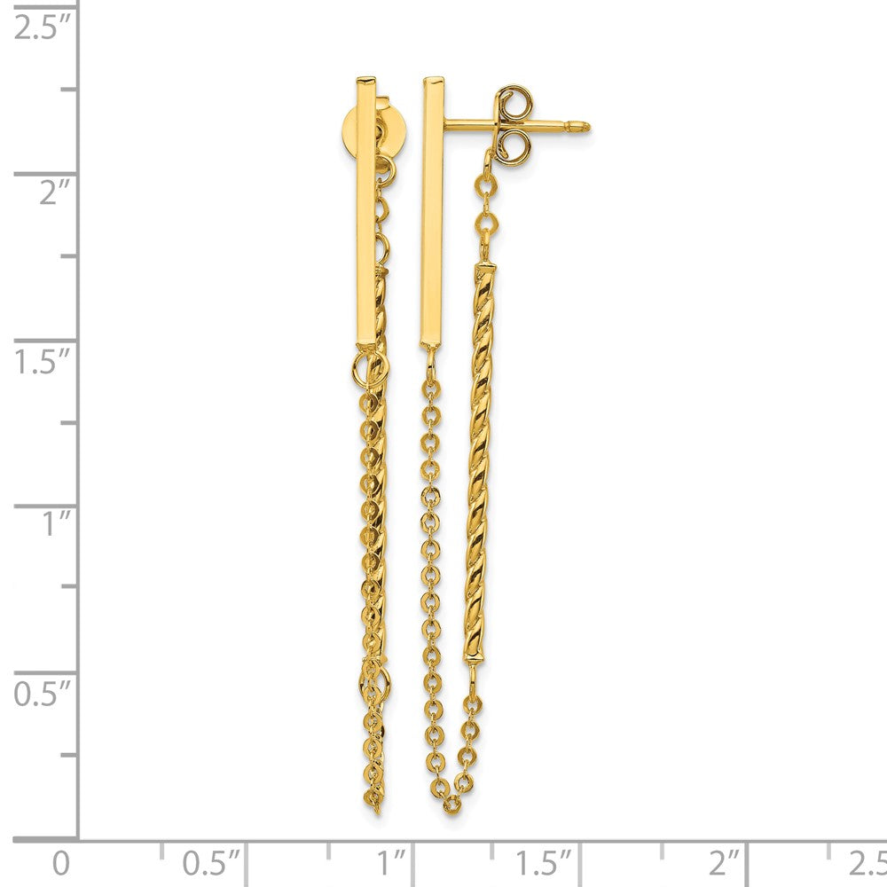 Polished and Twisted Bar w/Chain Post Earrings