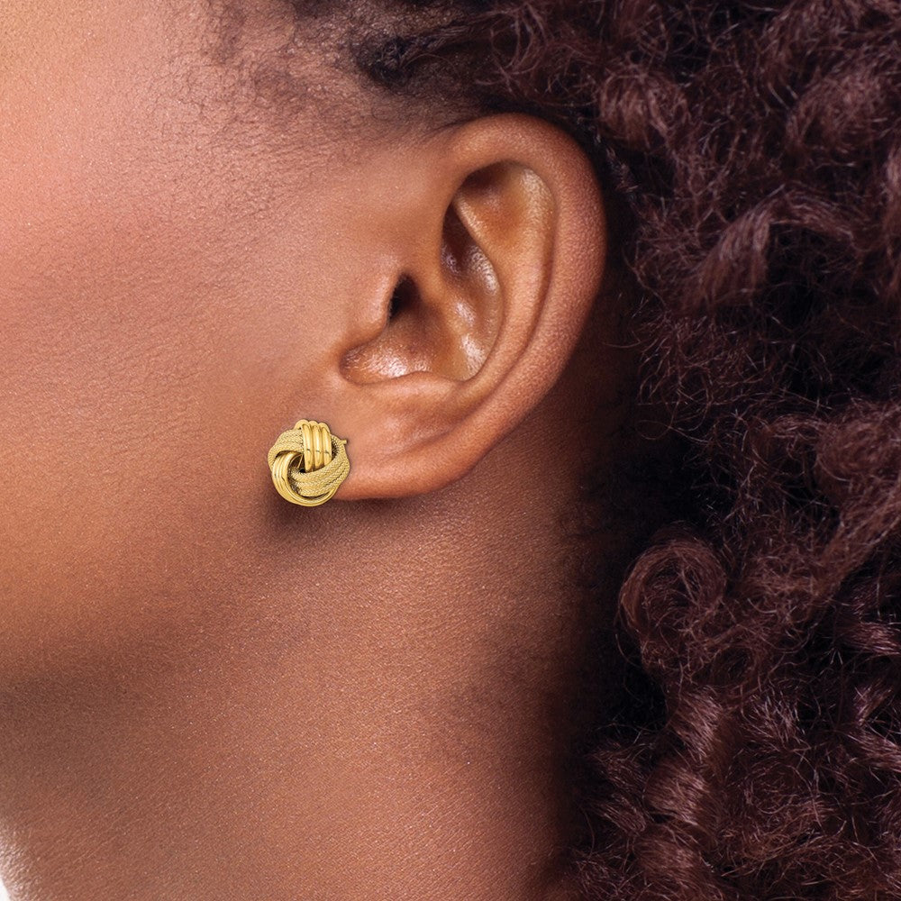 Polished Textured Triple Love Knot Post Earrings - 1.68g